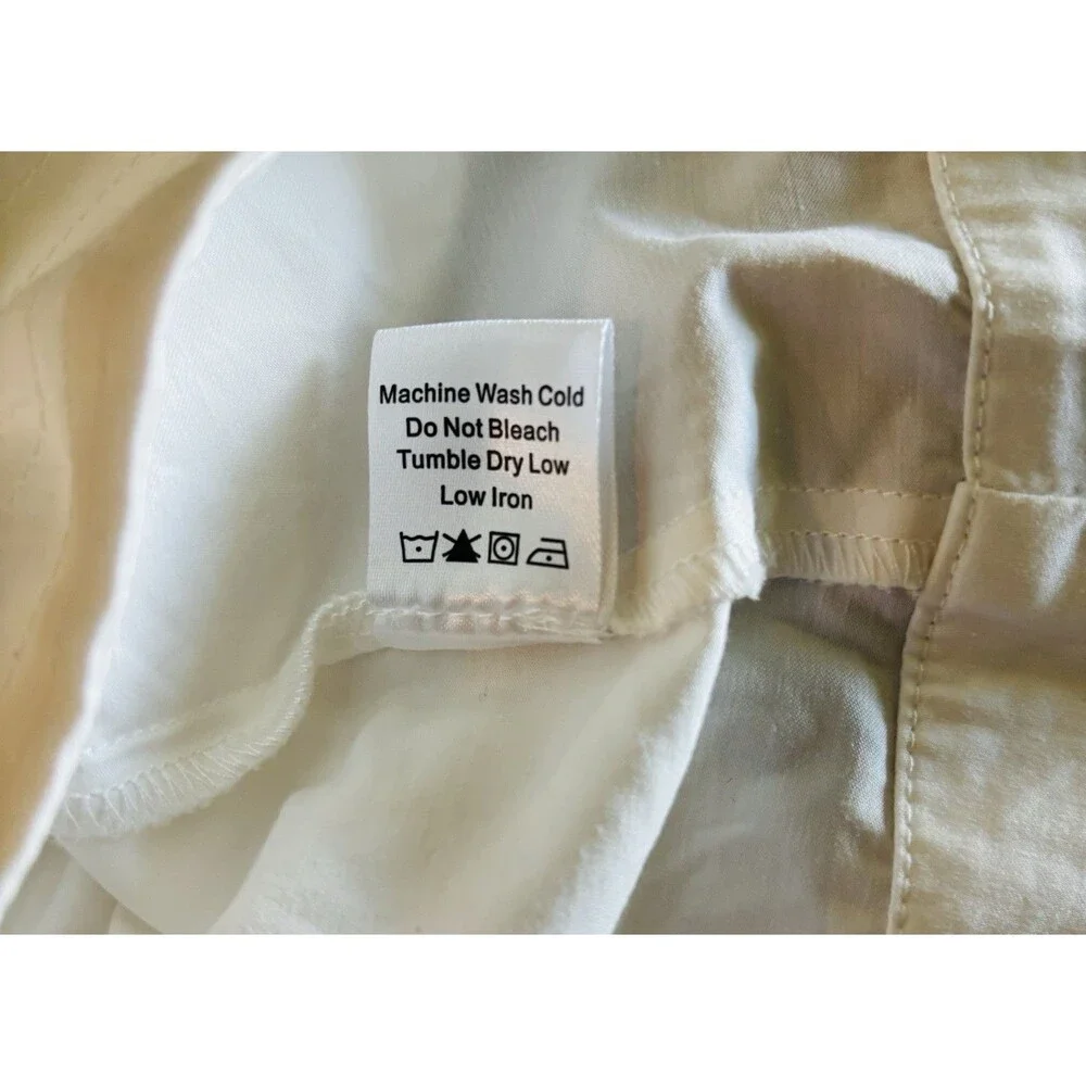 Tuckernuck Ruthie White Short Puff Sleeve V Neck Button Cuff Blouse Size Medium